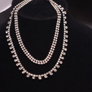 layered rhinestone choker necklace
